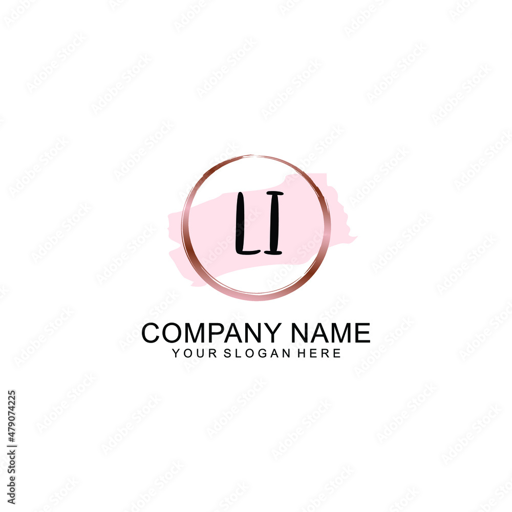 LI Initial handwriting logo vector. Hand lettering for designs