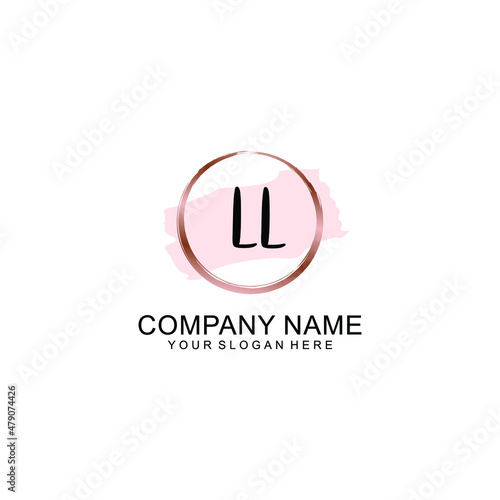 LL Initial handwriting logo vector. Hand lettering for designs