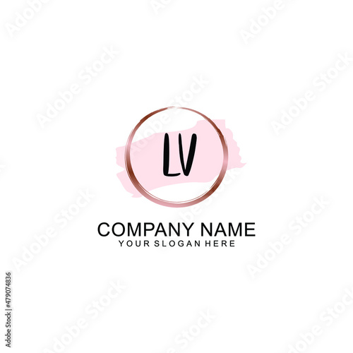 LV Initial handwriting logo vector. Hand lettering for designs