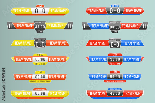A scoreboard broadcast, sport score board football