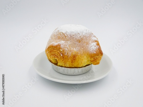 Freshly baked apple dumpling isolated on a white background. photo