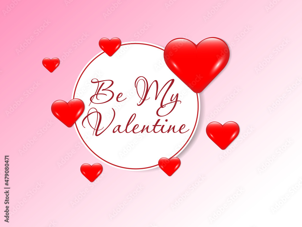 Valentine's day background with textbox and beautifull hearts. Vector illustration