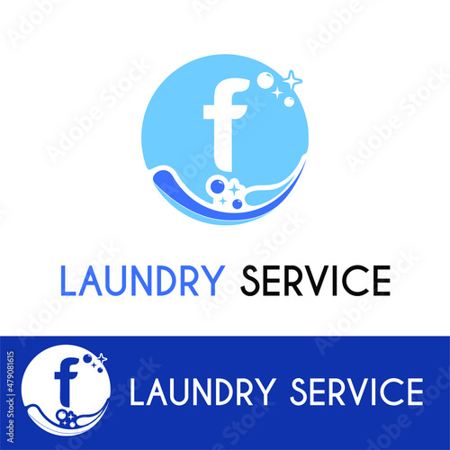 Initial f Letter with Bubble Splash Shine for Laundromat, Washing, Cleaning Service, housework, maid, Business logo idea
