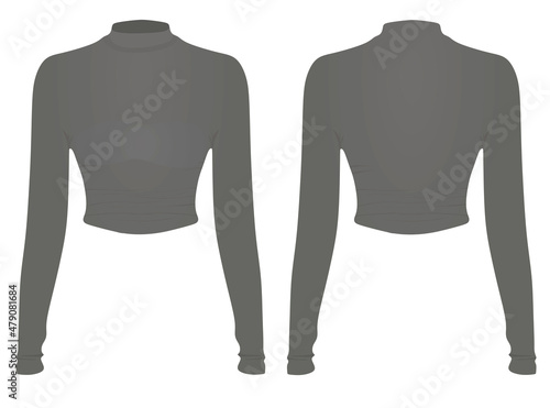 Women grey crop sweater. vector illustration
