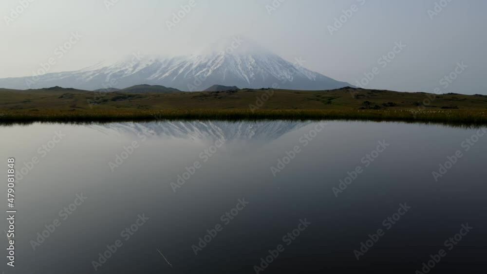 morning reflection of the volcano in the lake morning reflection of the volcano in the lake