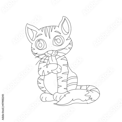 Coloring page outline of cute cat. Animal Coloring page cartoon vector illustration  © soft flora
