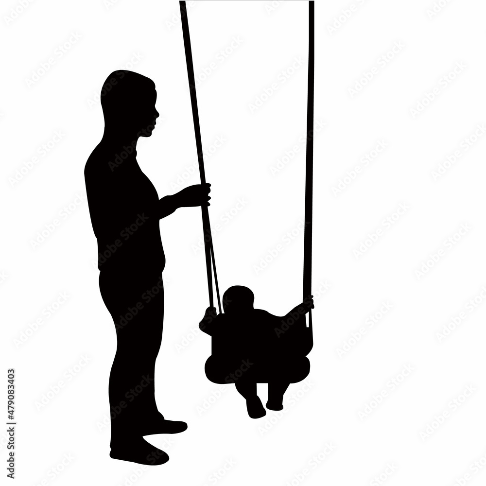 woman and child at park, silhouette vector woman and child at park, silhouette vector