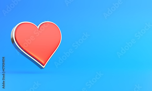 Aces playing cards symbol hearts with red colors isolated on the blue background. 3d render illustration