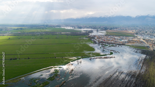 The flood of the Ghazeel River in the Taanayel area in the Lebanese Bekaa