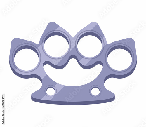 metal brass knuckles for a brutal fight. flat vector illustration.