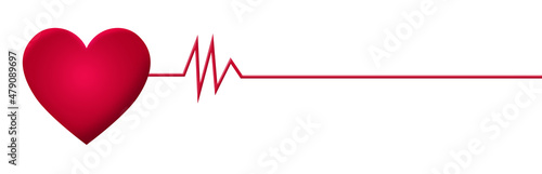 Red heart with pulse line - Illustration