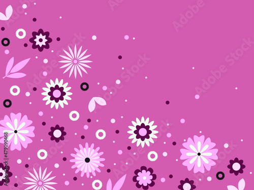 Vector graphics - a beautiful postcard with a decorative abstract floral pattern on a trendy pink background and space for copying. Concept Summer