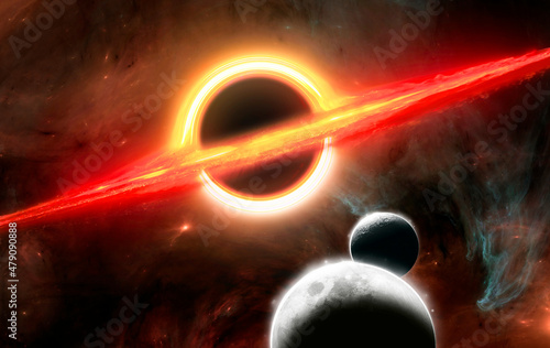 Valokuvatapetti Gravitational field of a black hole, gravitational attraction