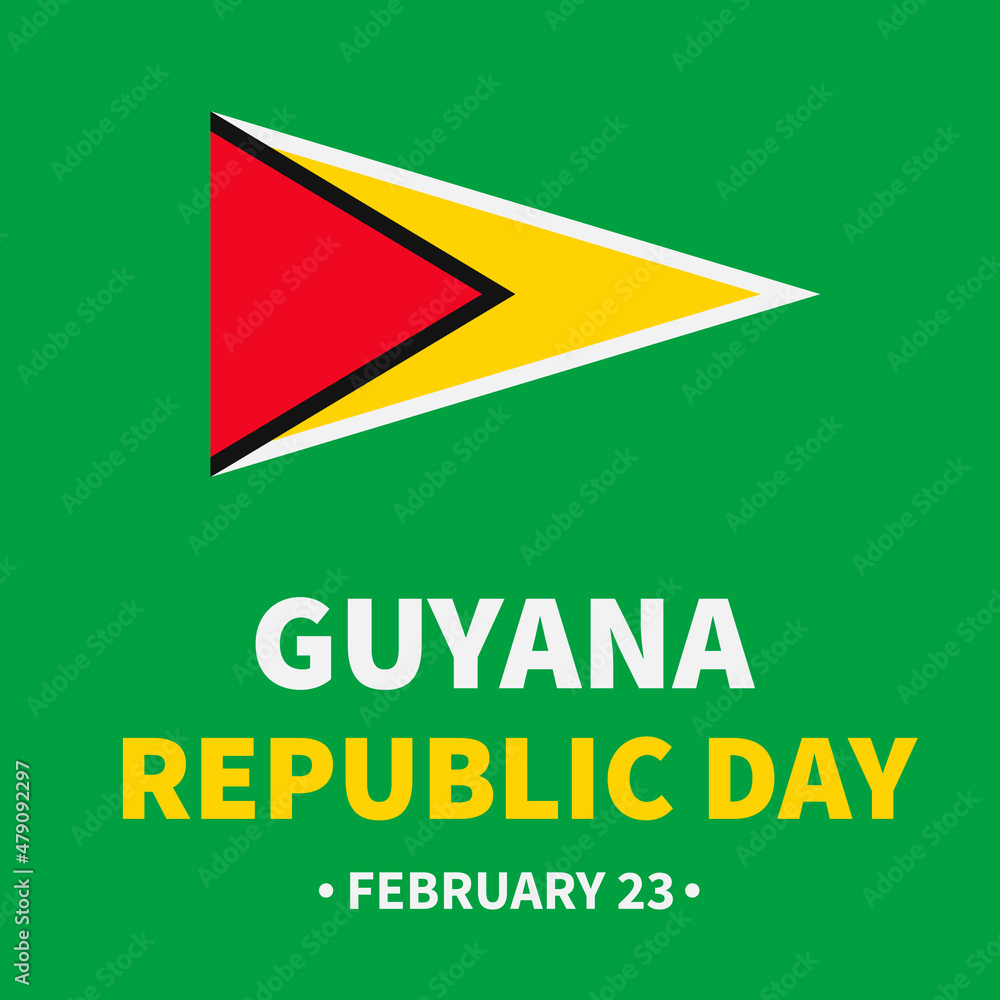 Fototapeta premium Guyana Republic Day banner. National holiday celebrated on February 23. Vector template for poster, greeting card, flyer, etc