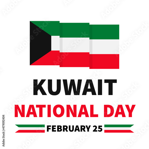 Free Download Kuwait National Day typography poster with flag. Holiday celebrated on February 25. Vector template for banner, greeting card, flyer, etc - GFXLoad