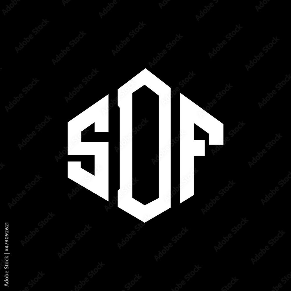 SDF letter logo design with polygon shape. SDF polygon and cube shape logo design. SDF hexagon vector logo template white and black colors. SDF monogram, business and real estate logo.