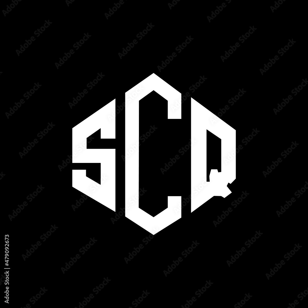 SCQ letter logo design with polygon shape. SCQ polygon and cube shape logo design. SCQ hexagon vector logo template white and black colors. SCQ monogram, business and real estate logo.