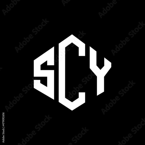 SCY letter logo design with polygon shape. SCY polygon and cube shape logo design. SCY hexagon vector logo template white and black colors. SCY monogram, business and real estate logo.
