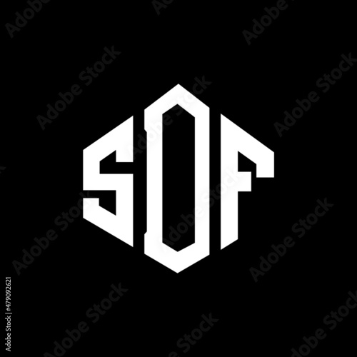SDF letter logo design with polygon shape. SDF polygon and cube shape logo design. SDF hexagon vector logo template white and black colors. SDF monogram, business and real estate logo.