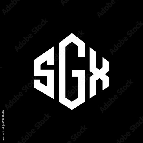 SGX letter logo design with polygon shape. SGX polygon and cube shape logo design. SGX hexagon vector logo template white and black colors. SGX monogram, business and real estate logo.