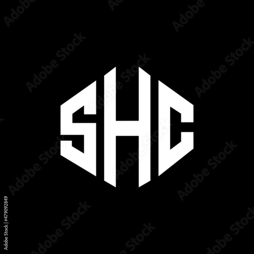 SHC letter logo design with polygon shape. SHC polygon and cube shape logo design. SHC hexagon vector logo template white and black colors. SHC monogram, business and real estate logo. photo