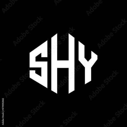 SHY letter logo design with polygon shape. SHY polygon and cube shape logo design. SHY hexagon vector logo template white and black colors. SHY monogram, business and real estate logo.