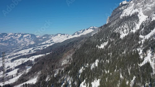 Wallpaper Mural Amazing footage of a beautiful winter wonderland in the alps of Switzerland. Wonderful flight with a drone over a snow-covered landscape in the canton of lucerne. Torontodigital.ca