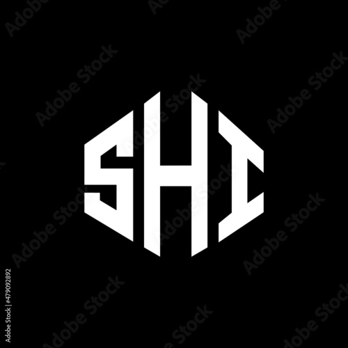 SHI letter logo design with polygon shape. SHI polygon and cube shape logo design. SHI hexagon vector logo template white and black colors. SHI monogram, business and real estate logo.