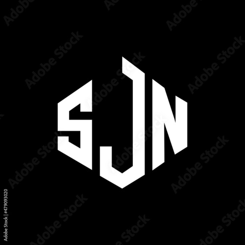 SJN letter logo design with polygon shape. SJN polygon and cube shape logo design. SJN hexagon vector logo template white and black colors. SJN monogram, business and real estate logo.