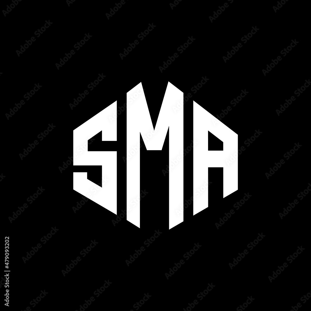 SMA letter logo design with polygon shape. SMA polygon and cube shape logo design. SMA hexagon vector logo template white and black colors. SMA monogram, business and real estate logo.