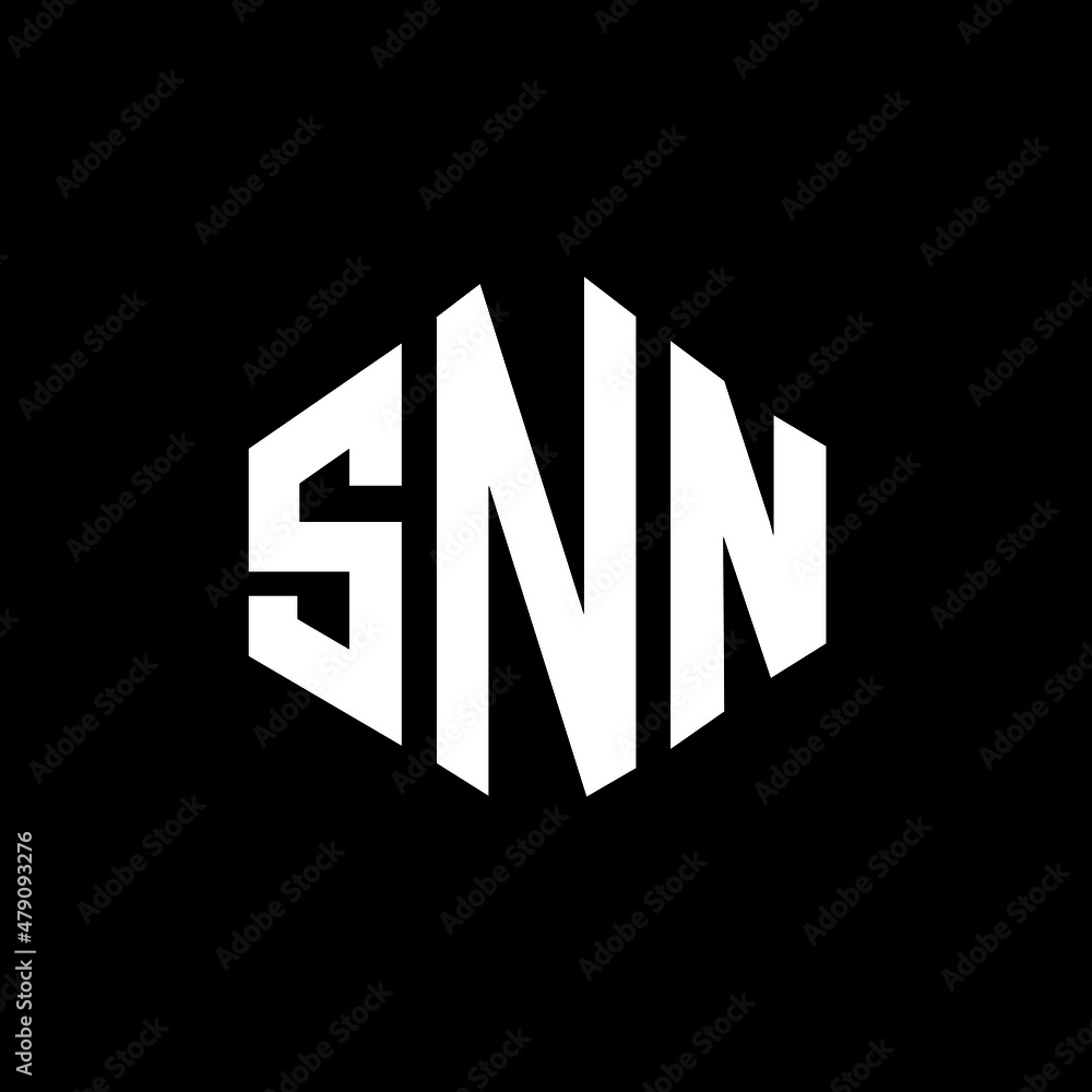 SNN letter logo design with polygon shape. SNN polygon and cube shape logo design. SNN hexagon vector logo template white and black colors. SNN monogram, business and real estate logo.