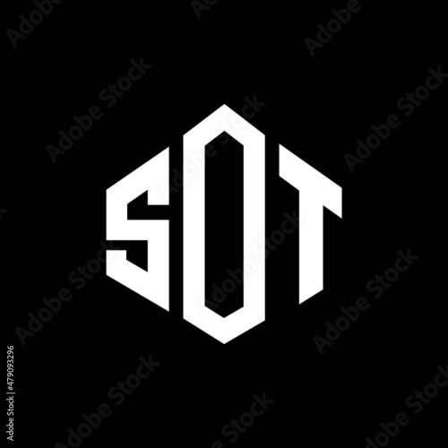 SOT letter logo design with polygon shape. SOT polygon and cube shape logo design. SOT hexagon vector logo template white and black colors. SOT monogram, business and real estate logo. photo
