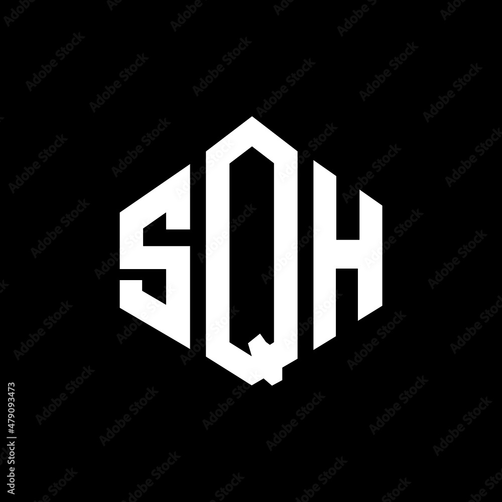 SQH letter logo design with polygon shape. SQH polygon and cube shape logo design. SQH hexagon vector logo template white and black colors. SQH monogram, business and real estate logo.