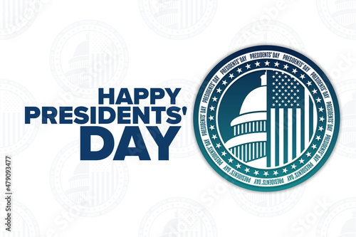Happy Presidents' Day. Holiday concept. Template for background, banner, card, poster with text inscription. Vector EPS10 illustration.