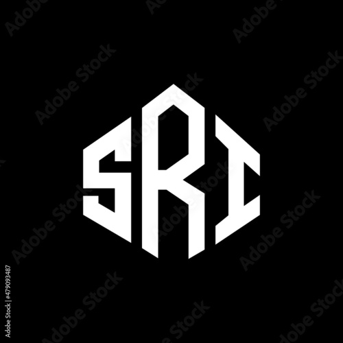 SRI letter logo design with polygon shape. SRI polygon and cube shape logo design. SRI hexagon vector logo template white and black colors. SRI monogram, business and real estate logo.