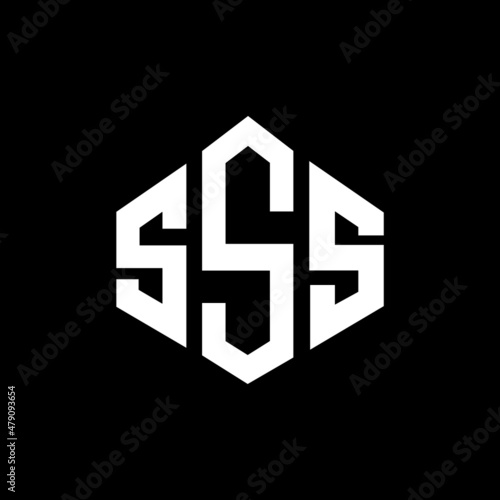SSS letter logo design with polygon shape. SSS polygon and cube shape logo design. SSS hexagon vector logo template white and black colors. SSS monogram, business and real estate logo.