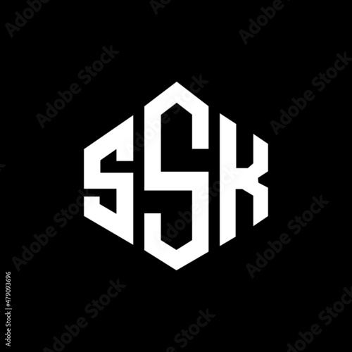 SSK letter logo design with polygon shape. SSK polygon and cube shape logo design. SSK hexagon vector logo template white and black colors. SSK monogram, business and real estate logo. photo