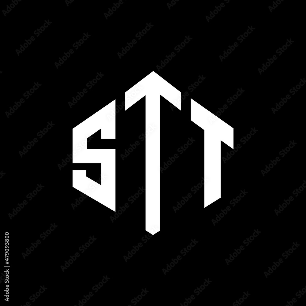 STT letter logo design with polygon shape. STT polygon and cube shape logo design. STT hexagon vector logo template white and black colors. STT monogram, business and real estate logo.
