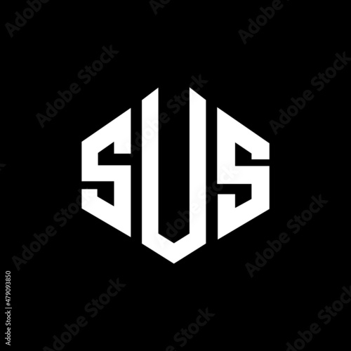 SUS letter logo design with polygon shape. SUS polygon and cube shape logo design. SUS hexagon vector logo template white and black colors. SUS monogram, business and real estate logo. photo