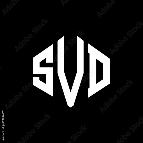 SVD letter logo design with polygon shape. SVD polygon and cube shape logo design. SVD hexagon vector logo template white and black colors. SVD monogram, business and real estate logo. photo