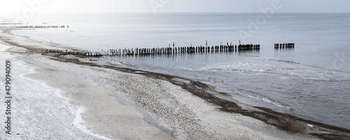 Snow on a beach - winter time