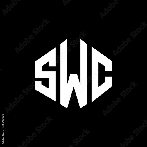 SWC letter logo design with polygon shape. SWC polygon and cube shape logo design. SWC hexagon vector logo template white and black colors. SWC monogram, business and real estate logo. photo