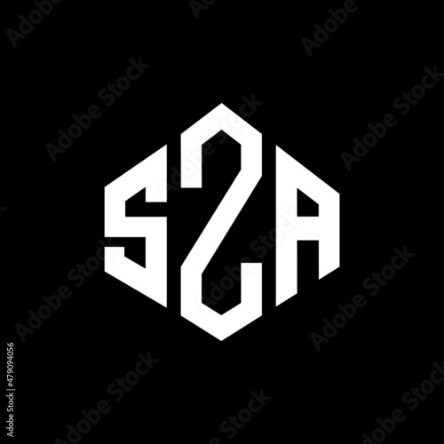 SZA letter logo design with polygon shape. SZA polygon and cube shape logo design. SZA hexagon vector logo template white and black colors. SZA monogram, business and real estate logo.
