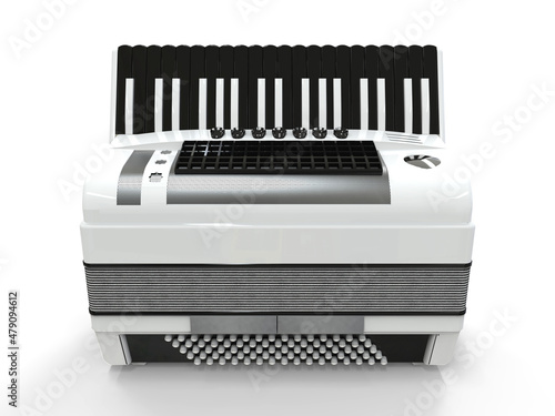 Black and white accordion on grey isolated background. 3d illustration. photo