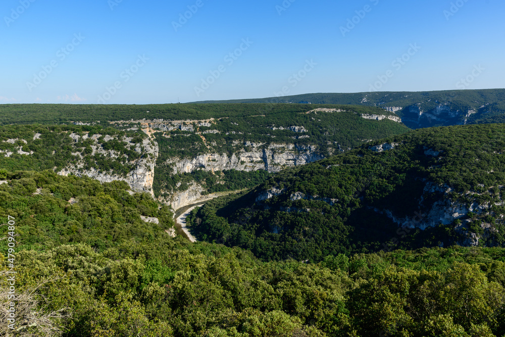 The Gorges de lArdeche in Europe, France, Ardeche, in summer, on a sunny day.