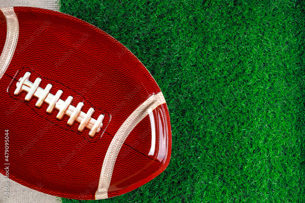 Obraz premium Football ball plate empty for food mockup.