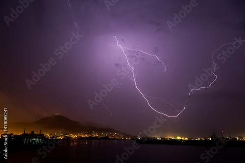 lightning over the city of Hakodate