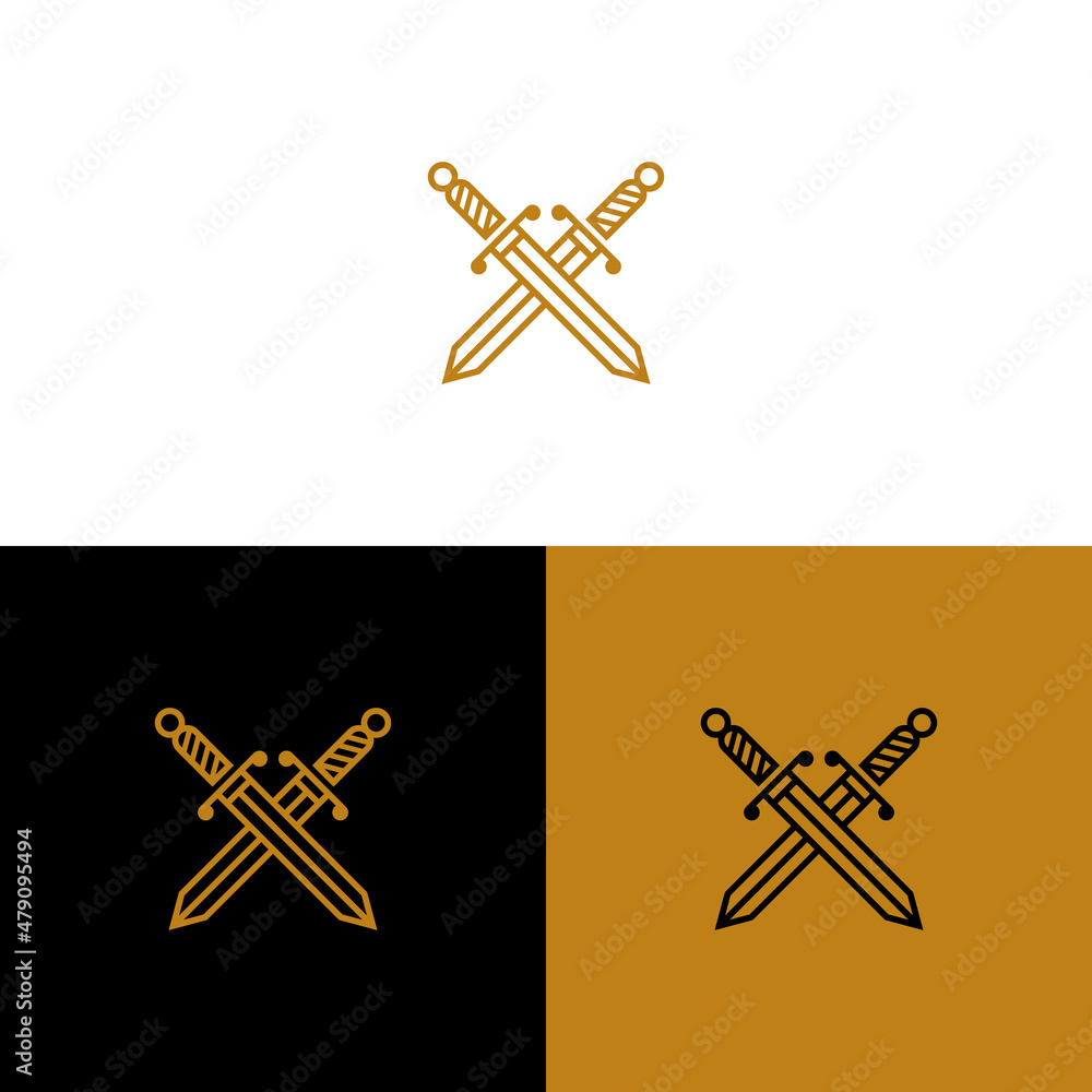 Elegant line art sword logo design inspiration Elegant line art sword logo design inspiration