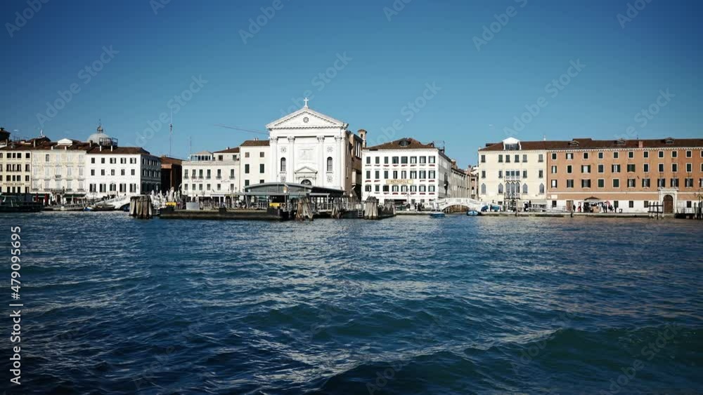 Venice, Italy - January 2022 - Traveling on the public transport boat, along the Grand canal, among the historic buildings of the lagoon city
Venice, Italy - January 2022 - Traveling on the public transport boat, along the Grand canal, among the historic buildings of the lagoon city