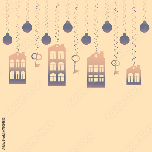advertising banner or postcard - housewarming, sale or rental of housing on a turnkey basis. Apartments or houses